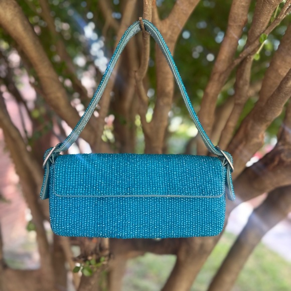 Sparkly blue beaded bag - Picture 1 of 7